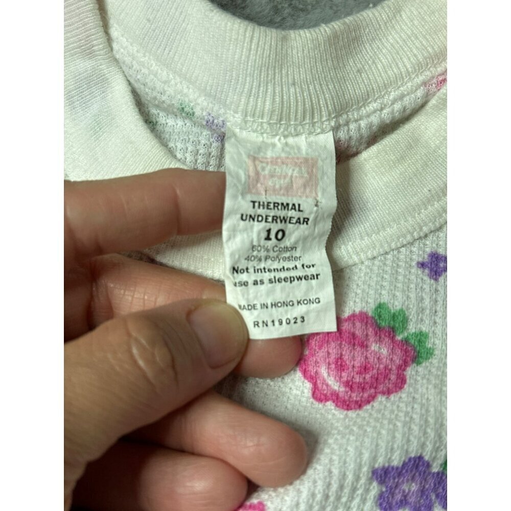 VTG 1990s Oshkosh B'Gosh Thermal Underwear Set Girls 10 Floral - Picture 4 of 12